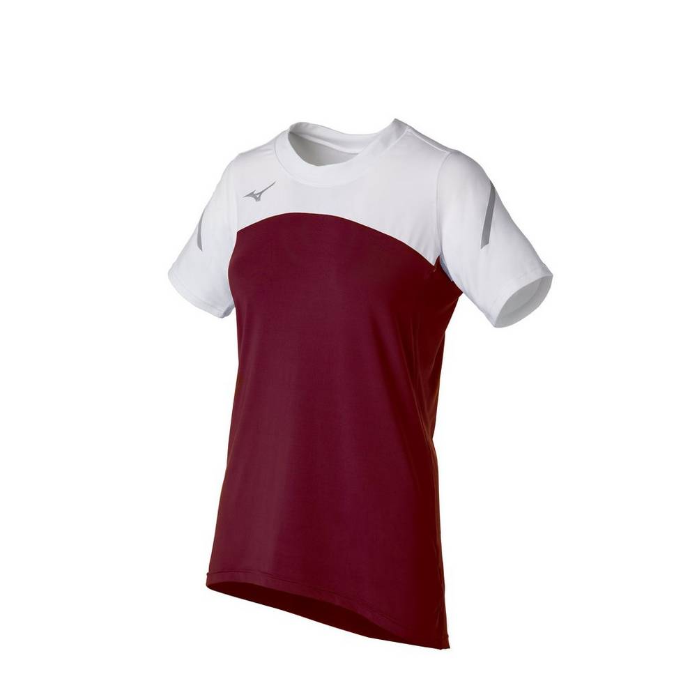 Mizuno Women's Techno VII Short Sleeve Jersey Burgundy/White (440682-LQH)